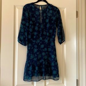 Abercrombie navy blue/green patterned dress S